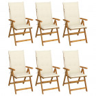 Chaises pliables de jardin 6 pcs avec coussins bois d'acacia