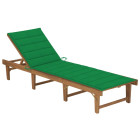 Transat chaise longue bain de soleil lit de jardin terrasse meuble d'extérieur pliable avec coussin bois d'acacia solide helloshop26 02_0012845
