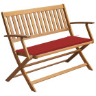 Banc de jardin d'extérieur terrasse avec coussin 120 cm bois d'acacia massif - Couleur au choix