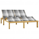 Chaise longue double avec coussins bois de pin imprégné