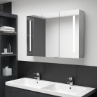  Armoire de salle de bain à miroir LED Gris béton 89x14x62 cm