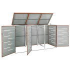 Abri pour trois poubelles 207x77,5x115 cm inox