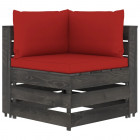 Canapé d'angle sectionnel avec coussins bois imprégné de gris