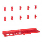 Kit de bacs de stockage et panneaux muraux 103pcs rouge et noir