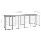 Chenil extérieur cage enclos parc animaux chien argenté 330 x 110 x 110 cm acier  02_0000270