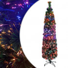 Arbre de noël artificiel mince et support 180 cm fibre optique