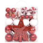 Ensemble de boules de noël 64 pcs rouge et blanc