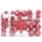 Ensemble de boules de noël 108 pcs rouge et blanc