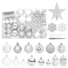 Ensemble de boules de noël 108 pcs argenté et blanc