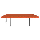 Auvent automatique rétractable poteaux 6x3 m orange et marron