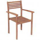 Chaises de jardin empilables bois de teck solide - Nombre de chaises au choix