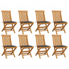 Chaises de jardin avec coussins teck massif - Couleur et nombre de places au choix