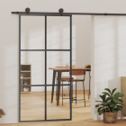 Porte coulissante verre esg et aluminium 102x205 cm noir