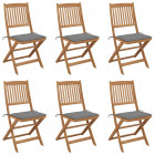 Chaises pliables de jardin avec coussins bois d'acacia - Couleur et nombre de places au choix