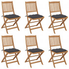 Chaises pliables de jardin avec coussins bois d'acacia - Couleur et nombre de places au choix