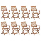 Chaises pliables d'extérieur 8 pcs bois d'acacia solide