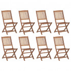 Chaises pliables d'extérieur 8 pcs bois d'acacia solide