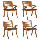 Chaises de jardin avec coussins bois de teck solide - Couleur et nombre de places au choix