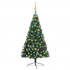  Demi-arbre de Noël artificiel avec LED et boules Vert 120 cm