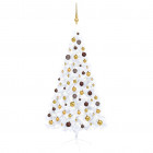  Demi-arbre de Noël artificiel avec LED et boules Blanc 150 cm