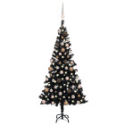  Arbre de Noël artificiel pré-éclairé et boules noir 150 cm PVC