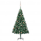 Arbre de Noël artificiel avec LED et boules Vert 150 cm PVC