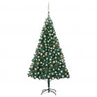  Arbre de Noël artificiel avec LED et boules Vert 210 cm PVC