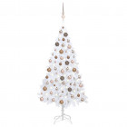 Arbre de noël artificiel avec led et boules blanc 150 cm pvc