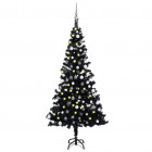  Arbre de Noël artificiel avec LED et boules Noir 150 cm PVC