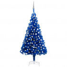 Arbre de noël artificiel avec led et boules bleu 120 cm pvc