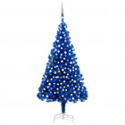  Arbre de Noël artificiel avec LED et boules Bleu 210 cm PVC