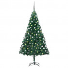  Arbre de Noël artificiel avec LED et boules Vert 150 cm PVC