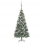  Arbre de Noël artificiel LED et boules et pommes de pin 210 cm