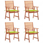 Chaises à dîner d'extérieur 4 pcs avec coussins acacia massif