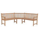 Banc d'angle de jardin 185x185x90 cm bois de teck solide