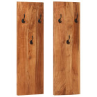 Porte-manteaux muraux 2 pcs 36x3x110 cm rustique bois d'acacia massif