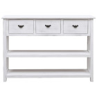 Console-Buffet blanc antique 108x30x76 cm bois de paulownia massif