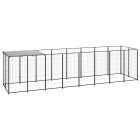 Chenil extérieur cage enclos parc animaux chien 4,84 m² acier noir  02_0000532