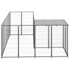Chenil extérieur cage enclos parc animaux chien 4,84 m²110 cm acier noir  02_0000533