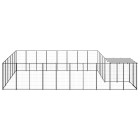 Chenil extérieur cage enclos parc animaux chien 15,73 m² 110 cm acier noir