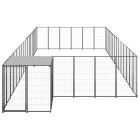 Chenil extérieur cage enclos parc animaux chien 26,62 m² 110 cm acier noir