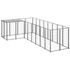 Chenil extérieur cage enclos parc animaux chien 6,05 m² 110 cm acier noir  02_0000548