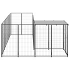 Chenil extérieur cage enclos parc animaux chien 6,05 m² 110 cm acier noir  02_0000548