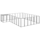 Chenil extérieur cage enclos parc animaux chien 15,73 m² 110 cm acier noir