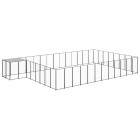 Chenil extérieur cage enclos parc animaux chien 30,25 m² 110 cm acier noir