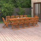 Mobilier à dîner de jardin 13 pcs bois d'acacia massif