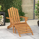 Chaise de jardin adirondack et repose-pied bois d'acacia massif