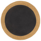 Tapis tressé noir et naturel 90 cm jute et coton rond