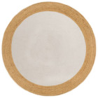 Tapis tressé blanc et naturel 90 cm jute et coton rond