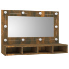 Armoire à miroir avec led 31,5 x 62 cm chêne fumé - Largeur au choix